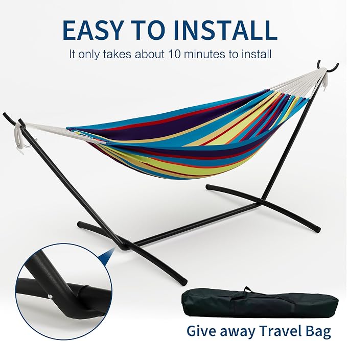 GAOMON Double Hammock with Stand, 450 lb Capacity, Adjustable Portable Hammock - Image 6