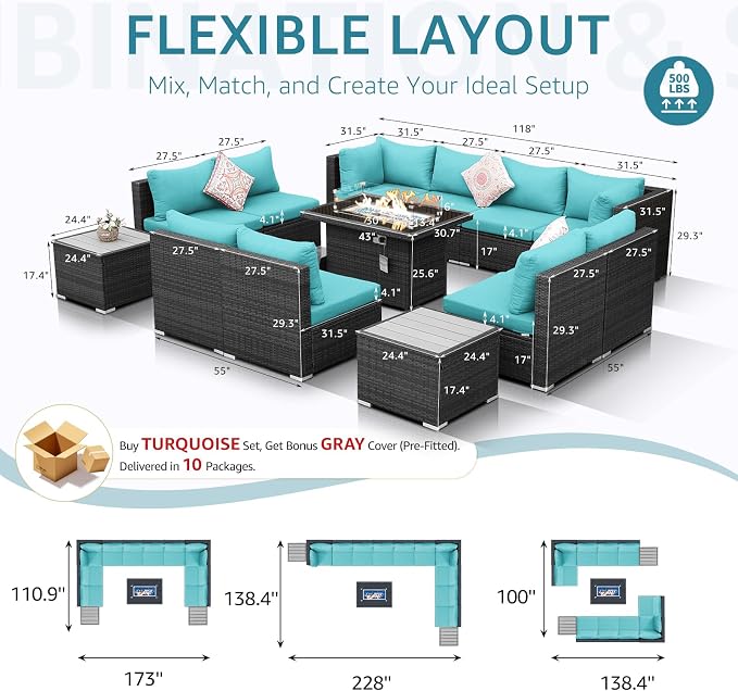 NICESOUL 13 Piece Outdoor Sectional Furniture - Image 6