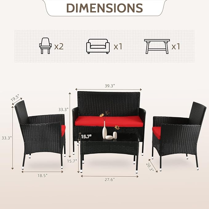 FDW Rattan Furniture Wicker Chair Patio Bristo Set - Image 2