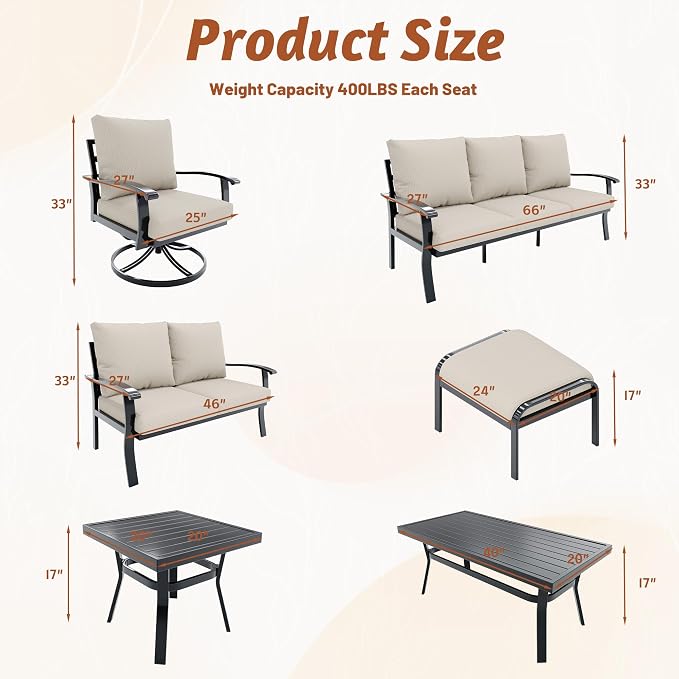 HOMREST Outdoor Loveseat Aluminum Patio Furniture Sofa, All-Weather Metal - Image 3