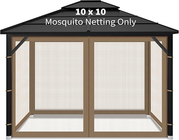 Gazebo Replacement Mosquito Netting Outdoor Universal Gazebo Canopy 4-Panels by Iheqard