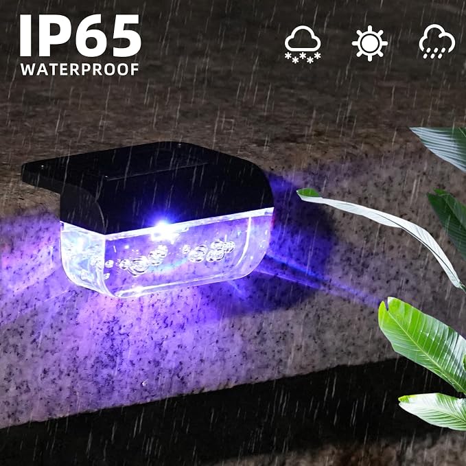 Solar Step Lights Outdoor, 8 Pack RGB Color Changing Christmas Solar Fence - Image 4