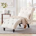 Tufted Soft Chaise Lounge Indoor, Linen Rivets Chaise Lounge Chair by Weture