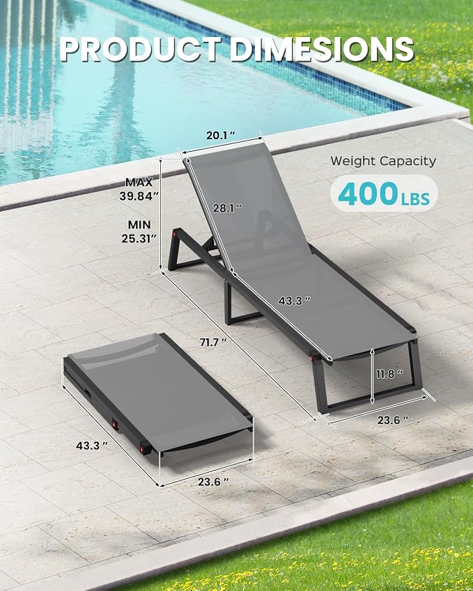 Aluminum Pool Lounge Chairs Set of 2 - Image 2