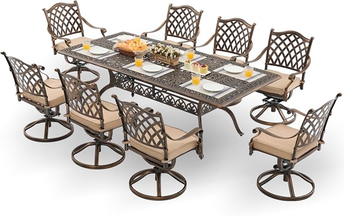 9-Piece Cast Aluminum Patio Furniture, Outdoor Dining Sets by Unknown