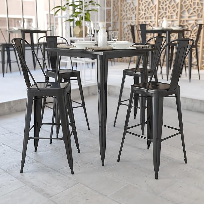 Flash Furniture Nolan Commercial Grade 31.5" Square Black Metal Indoor-Outdoor - Image 2