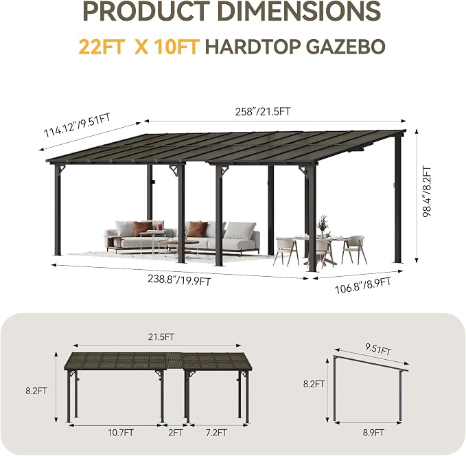 Aoxun 22' x 10' Pergola for Patio, Gazebo - Image 2