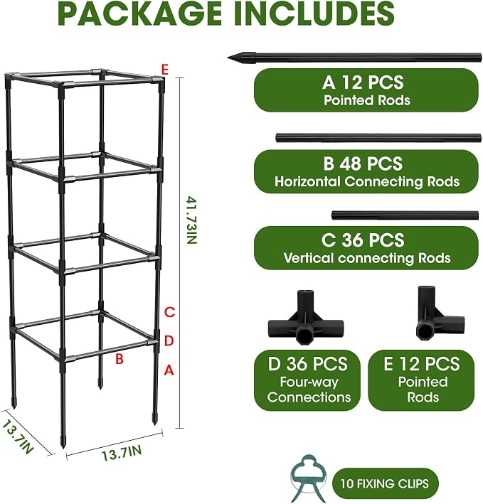 3 Pack Tomato Cages, Square Tomato Plant Stakes Support Cages Trellis - Image 7