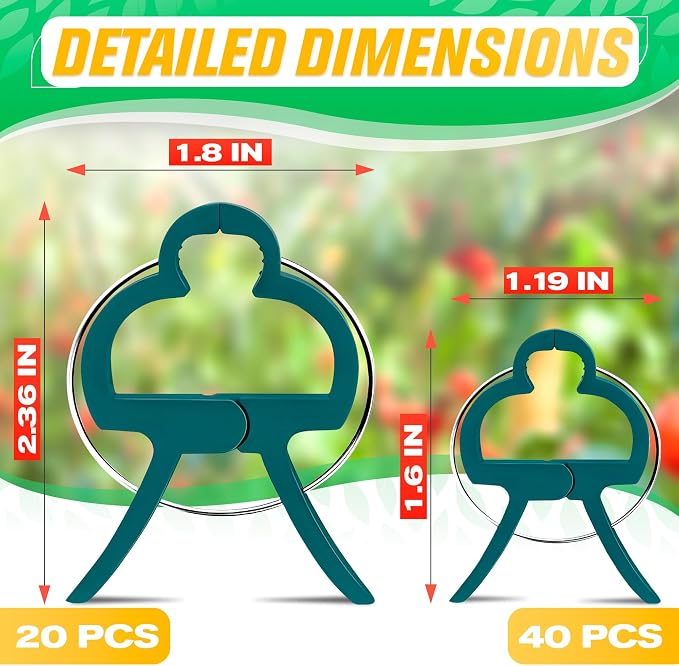 Tomato Plant Support Clips – 60 Pcs Reusable Plastic Garden Clips in 2 Sizes - Image 2