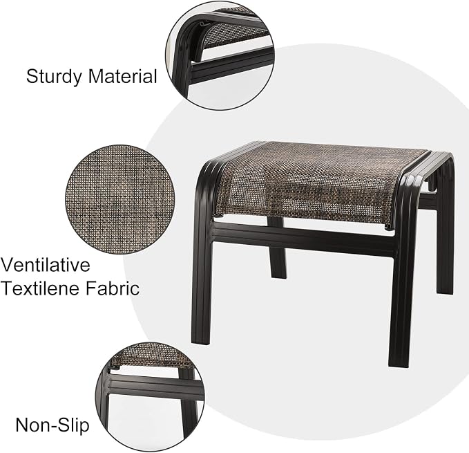 Outdoor Ottomans for Patio Footrest Metal Chairs Patio Footstools Furniture - Image 4