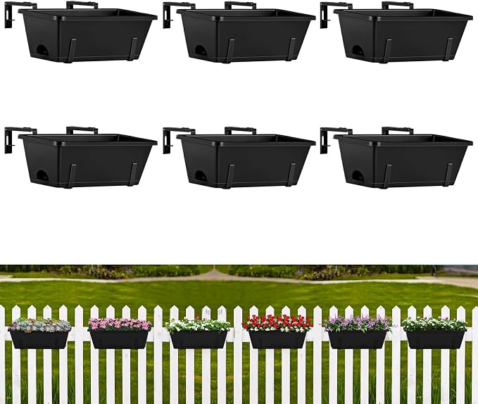 ETELI Railing Planter Hanging and Planter Box Brackets Set 6 Pack Adjustable - Image 9