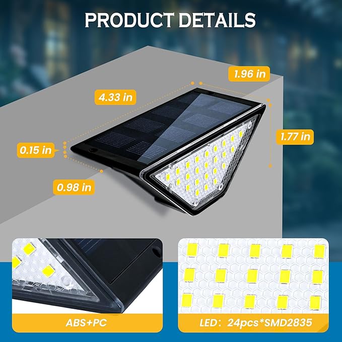 SOLPEX Solar Step Lights for Outside, 24 LEDs Solar Stair Lights Outdoor - Image 6
