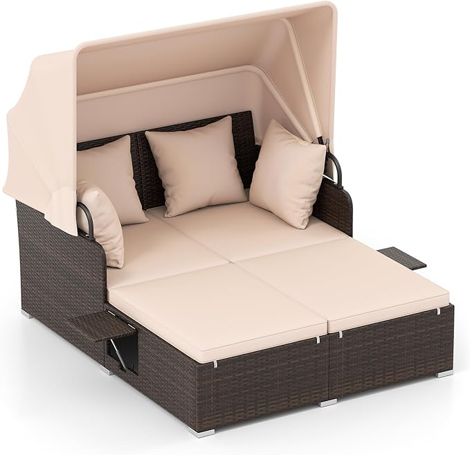 Tangkula Patio Rattan Daybed by TANGKULA