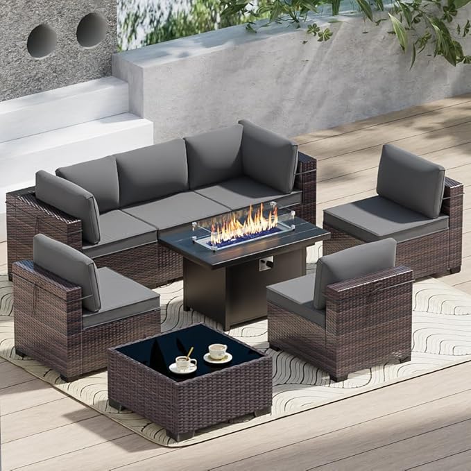 Outdoor Terrace Furniture Set, 8 Piece Outdoor Furniture Set, by ASJMR