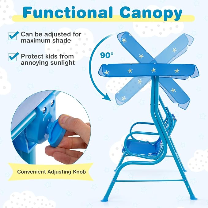 Costzon Kids Porch Swing, All-Weather Patio Swing Bench Hammock w/Adjustable - Image 2
