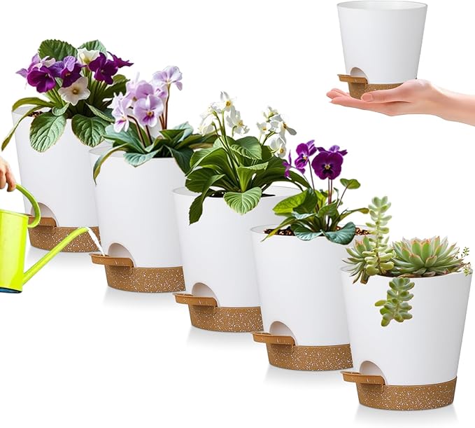 5 Pack 5 inch Self-Watering Pots, African Violets Planter by zople
