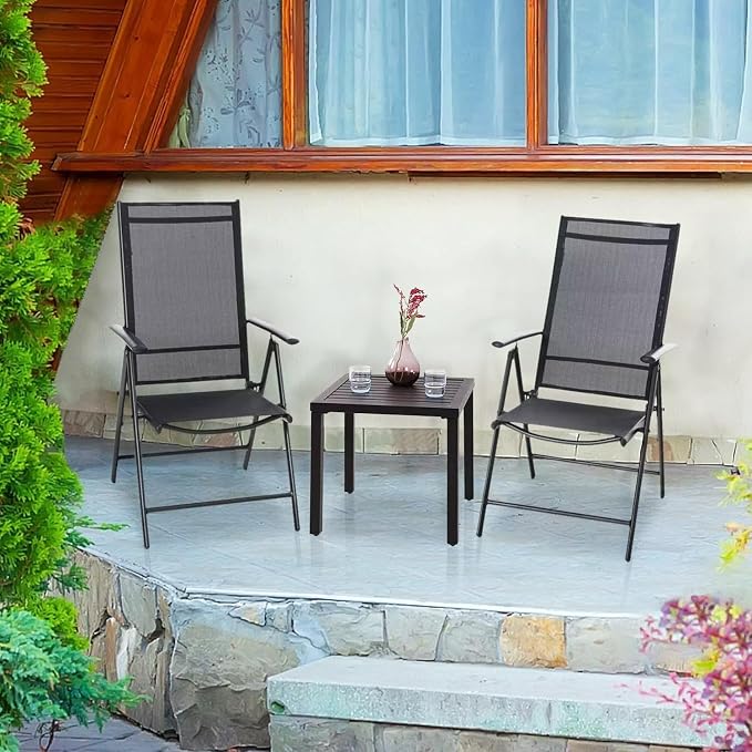 PHI VILLA Outdoor Patio Side Table Set of 2, Outside Coffee Bistro Table - Image 2