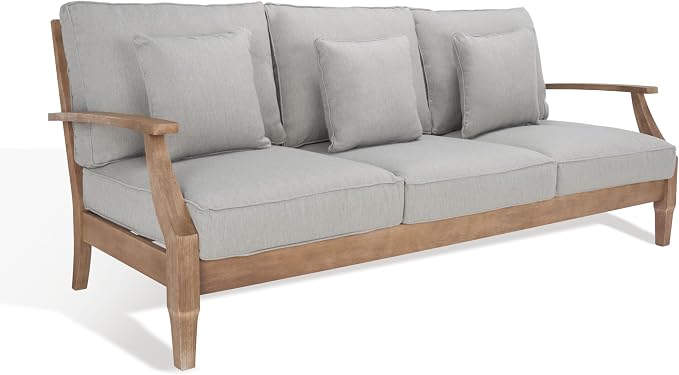 SAFAVIEH Outdoor Couture Collection Martinique Natural/Grey Solid Wood Patio - Image 4
