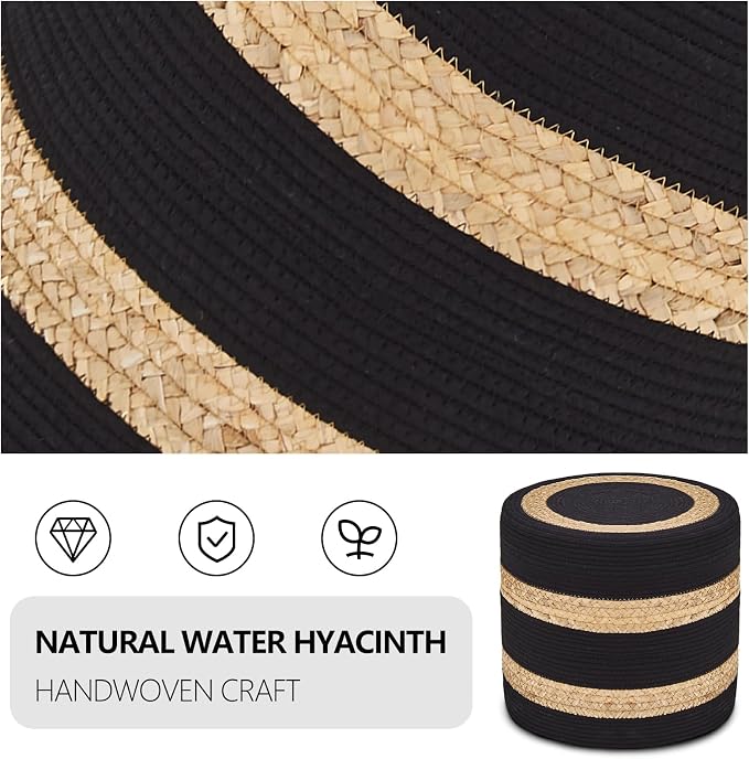 Wimarsbon 18'' Ottoman Pouf, Natural Braided Poof, Rustic Handweave Lounge - Image 7