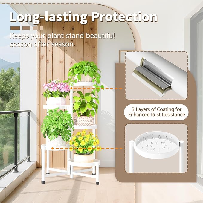 LASZOLA 5 Tiered Folding Tall Plant Stand Indoor - Image 4