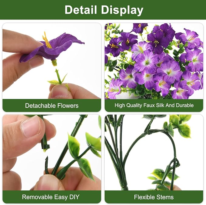 INQCMY Artificial Flowers for Outdoors Fake Plants Spring Decoration, 12 - Image 3