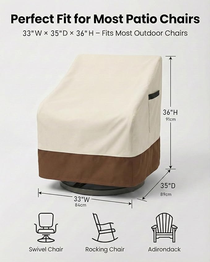 Outdoor Waterproof Patio Chair Covers, 33W x 35D x 36H inches Weather Resistant - Image 5