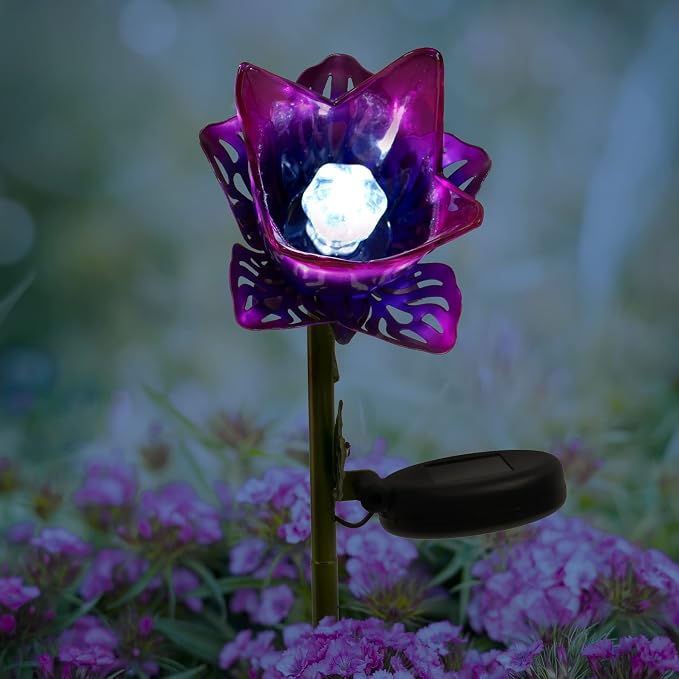 Crosslight Glass Flower Solar LED Waterproof Outdoor Garden Stake by Crosslight