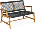 Tangkula 2-Person Patio Acacia Wood Bench Loveseat Chair, Outdoor Patio Bench by TANGKULA