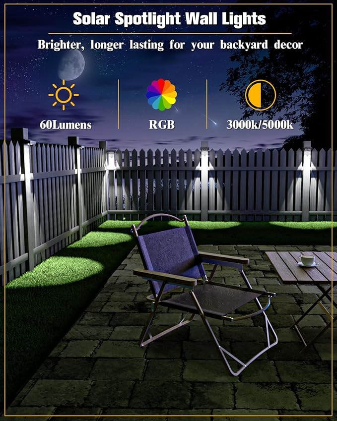 Solar Fence Lights 12 Pack, 50 Lumens Outdoor Fence Solar Lights - Image 2