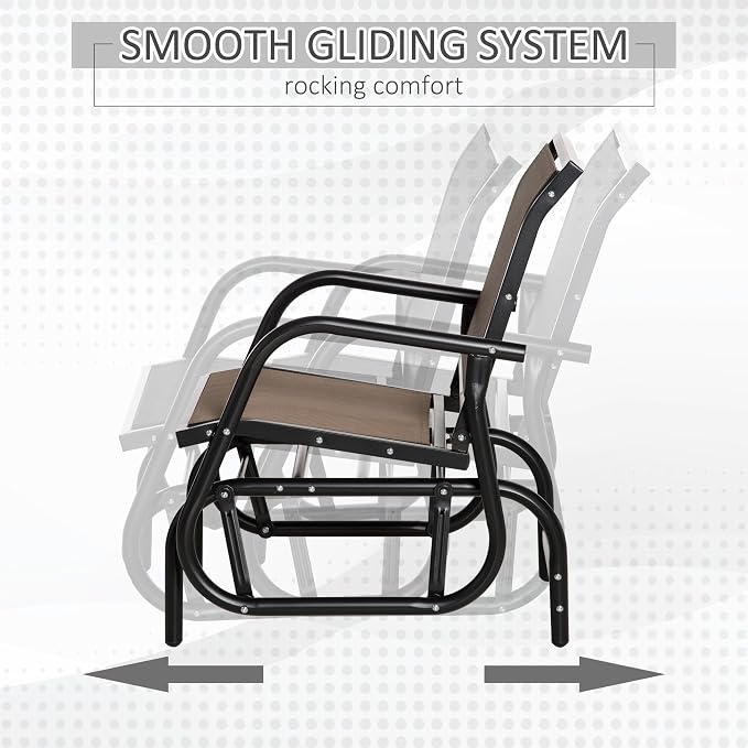 Outsunny Porch Glider, Metal Frame Swing Glider Chair - Image 4