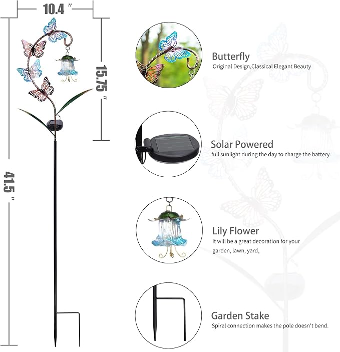 Bshine Solar Butterfly Lights Outdoor Garden Decoration Valentine's Day - Image 2