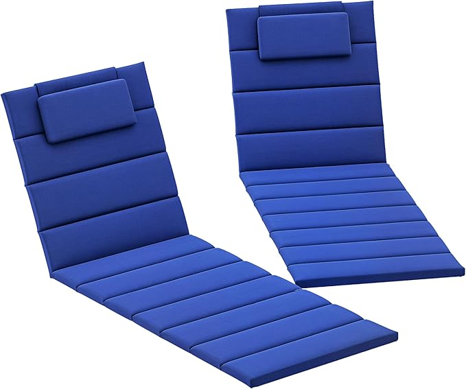 Outsunny Outdoor Lounge Chair Cushion Set of 2, Foldable Patio Chaise Lounge by Outsunny