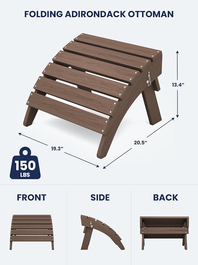 KINGYES Folding Adirondack Ottoman - Image 3