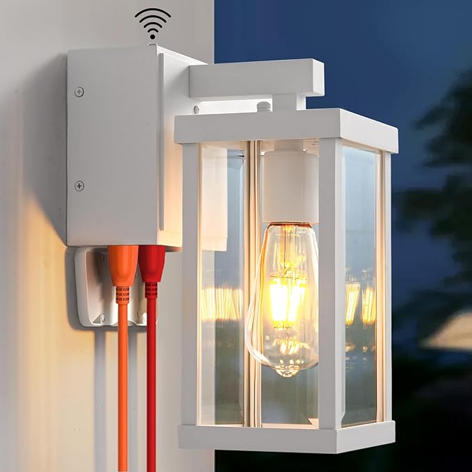 Dusk to Dawn Porch Lights with GFCI Outlets Waterproof Outdoor Wall Lights by JOKAONOTL