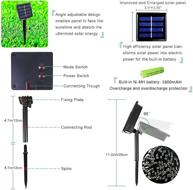OZS 2PK 240LED Solar String Lights Outdoor Waterproof | Solar Christmas Lights - Image 7
