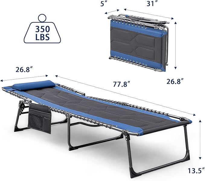 Devoko 4-Fold Padded Portable Folding Outdoor Chaise Lounge Heavy Duty - Image 2