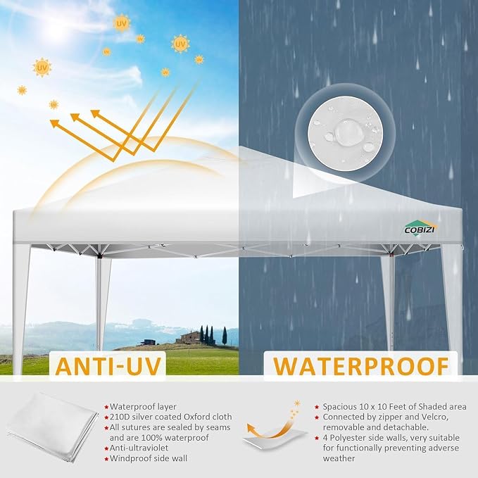 COBIZI 10x10 Pop Up Canopy Tent - Image 4