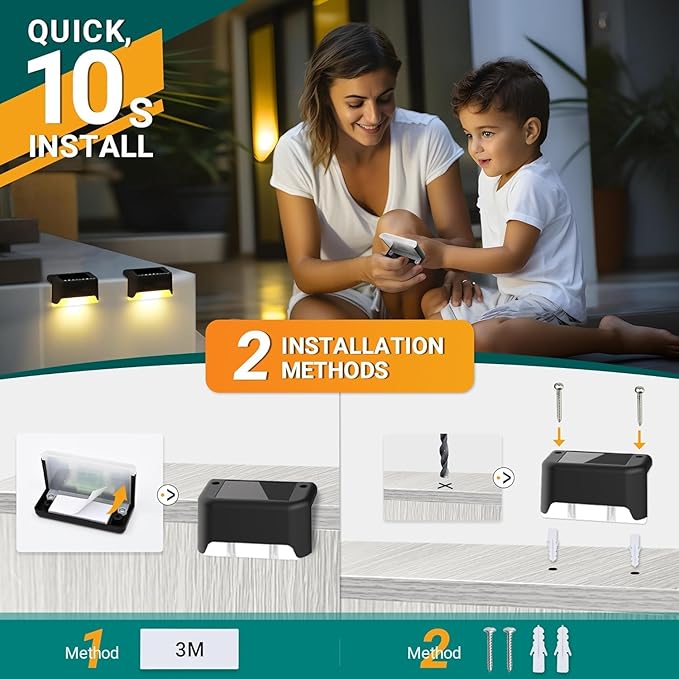 SOLPEX Solar Deck Lights Outdoor Waterproof 12Pack, Solar Step Lights Led Solar - Image 5