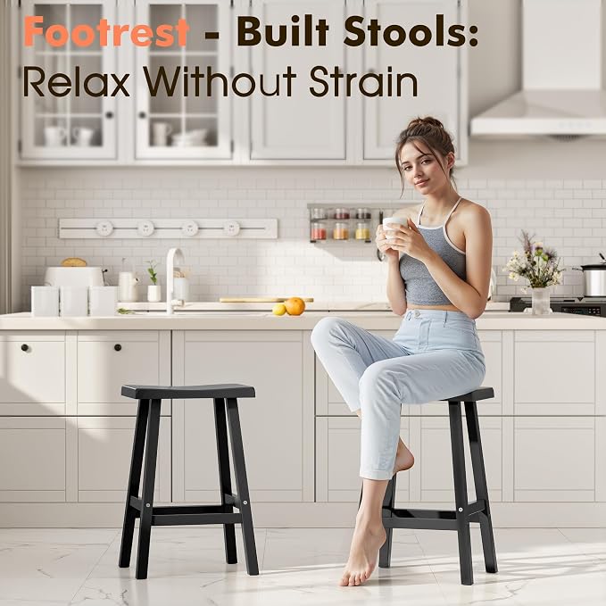 NUNU LAB Waterproof Barstools Set of 2-24 Inch HDPE Dining Height - Image 5