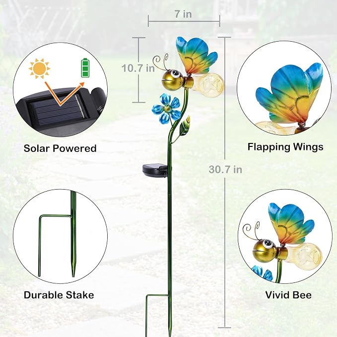 Decorative Solar Lights Outdoor Solar Bee Stake Lights Metal Decorative Garden - Image 2