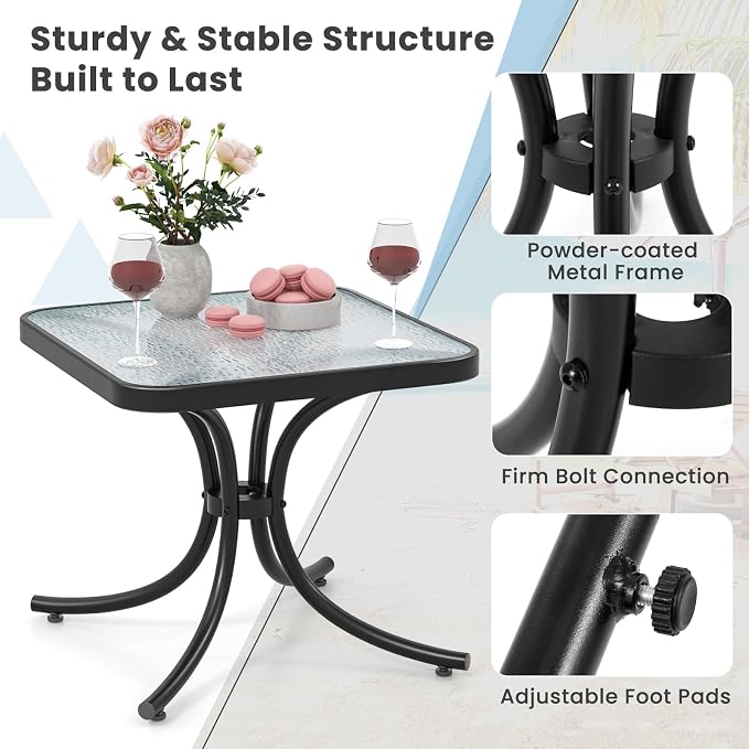 Tangkula Outdoor Side Table, 20 Inches Square End Table - Image 4