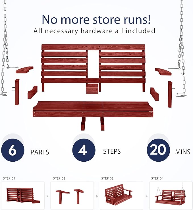 KINGYES Outdoor Hanging Patio Swing Chair, 2 Seat - Image 6