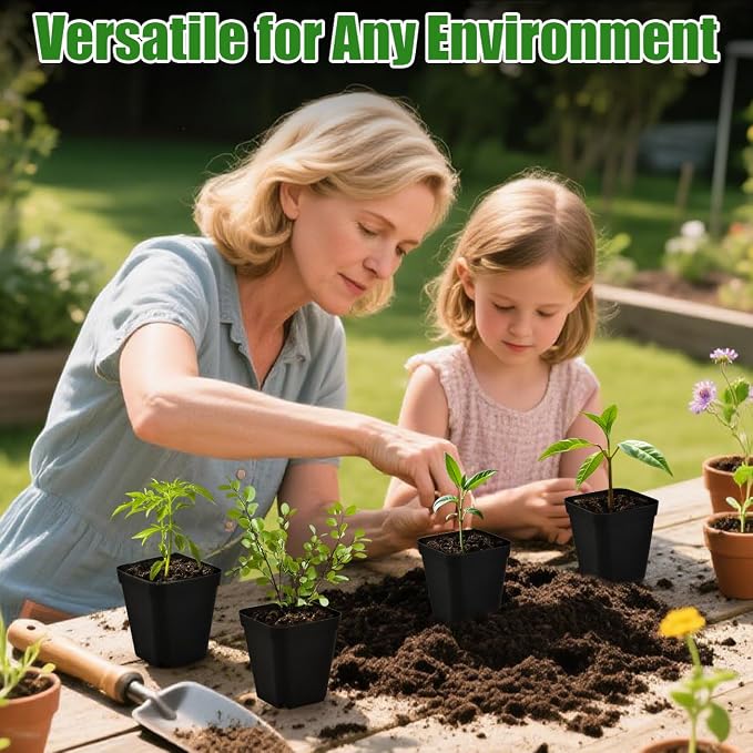 100 Pack Plant Nursery Pots 3.15 Inch, Durable Square Seedling Pots - Image 7