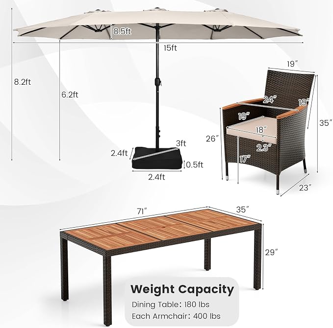 Tangkula 11 Pieces Rattan Outdoor Dining Set - Image 6