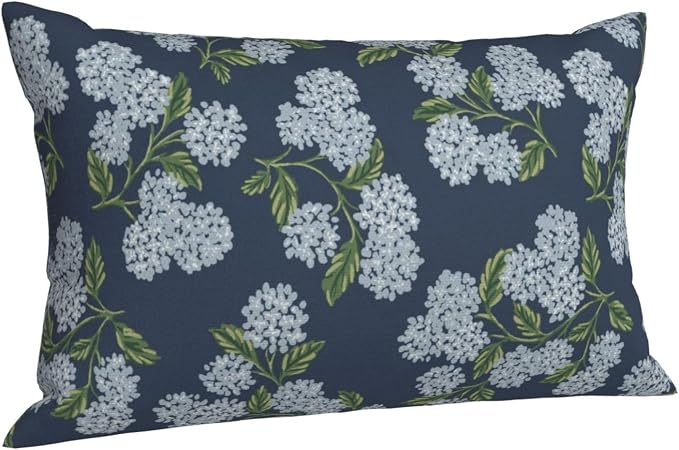Navy Blue Spring Pillow Covers 12x20 Inch 2 Pcs Blue Green Hydrangea Flower - Image 8