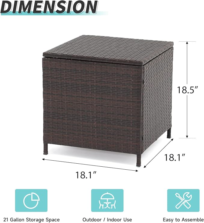 Verano Garden Outdoor Wicker Side Table, Small Storage Rattan Wicker End Table - Image 3