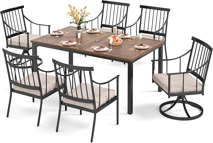 PHI VILLA 7 Pieces Outdoor Dining Set by PHIVILLAThepioneerofcomfortablehouseholdsupplies