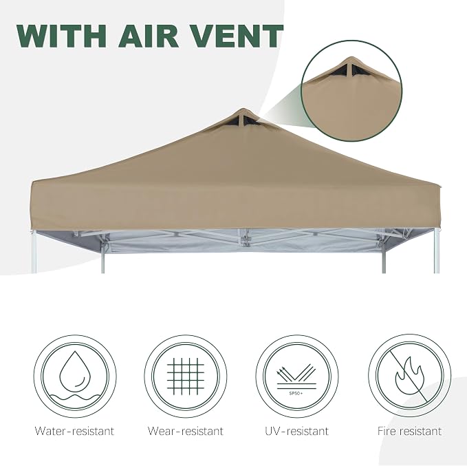 Khaki Commercial Replacement Canopy Cover - Image 4