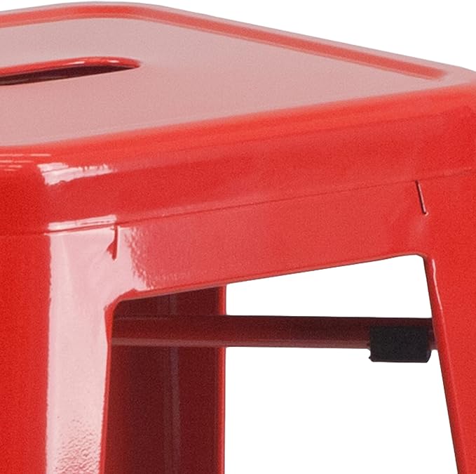 Flash Furniture Commercial Grade 30" High Backless Red Metal Indoor-Outdoor - Image 5