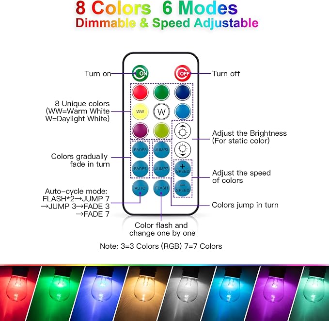 Mlambert 96Ft Outdoor Patio Lights, RGB Cafe String Lights - Image 5